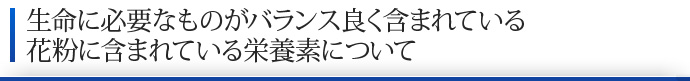 生命に必要なものがバランス良く含まれている 花粉に含まれている栄養素について