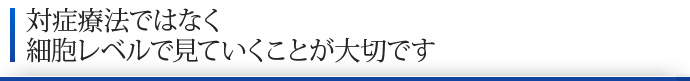 対症療法ではなく細胞レベルで見ていくことが大切です